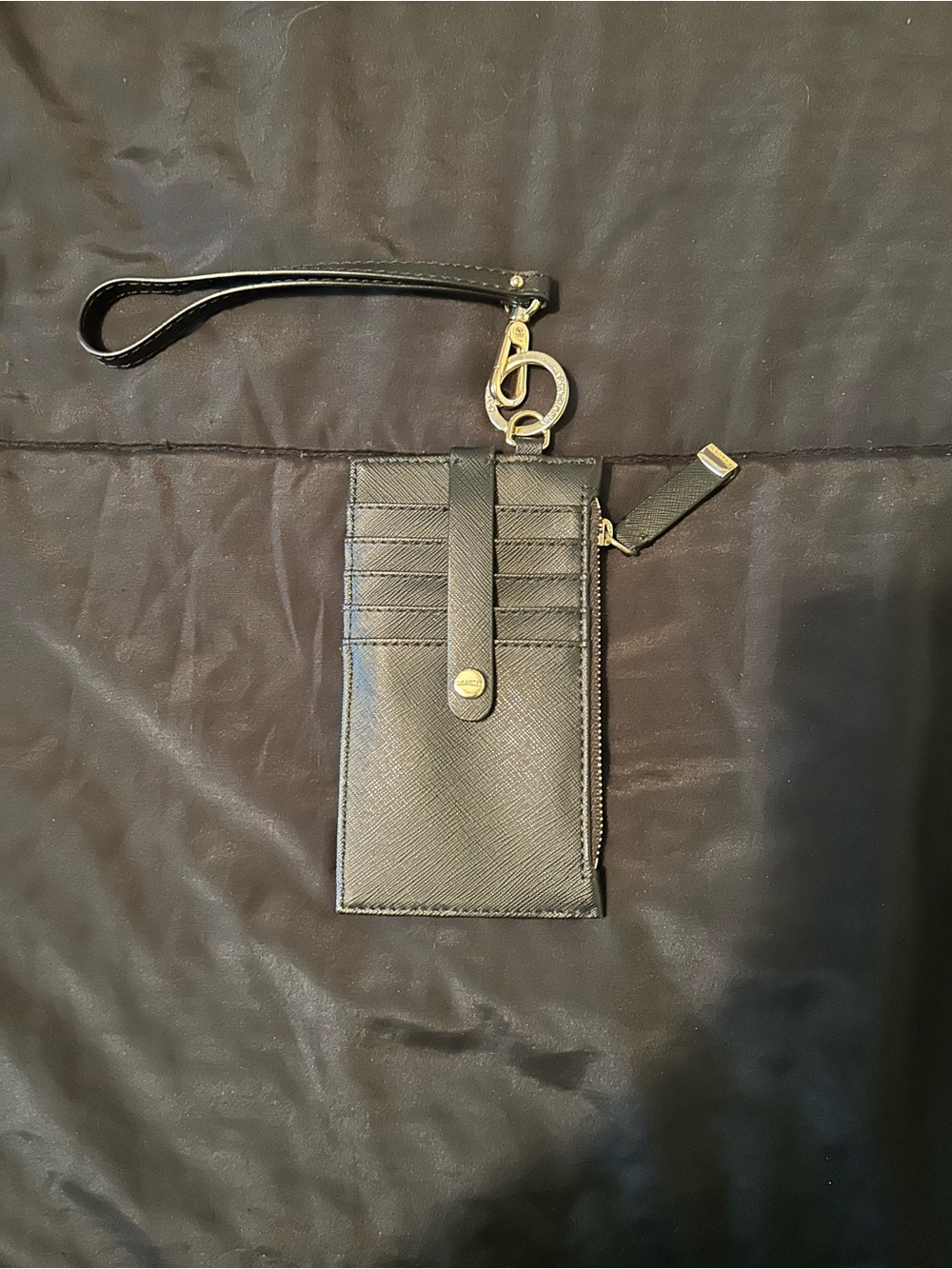 Calvin Klein Black Wristlet Phone Card Holder with Zipper Pocket